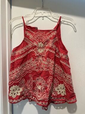 Anthropologie Vanessa Virginia Terracotta Floral Embroidery Tank Top Size 2